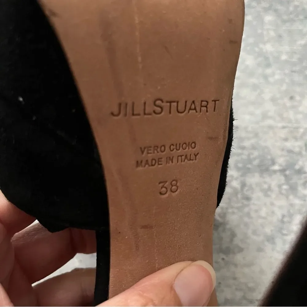 Jill Stuart Black Velvet Bow Platforms 38